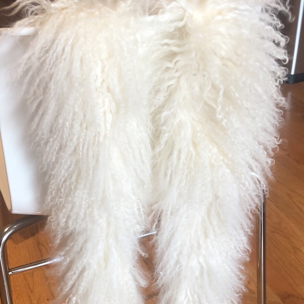 White fuzzy scarf